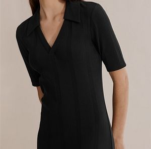 Country Road Black Rib Polo Midi Dress 